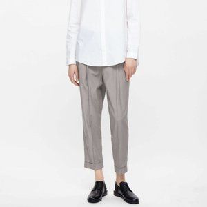 COS Relaxed Pleated Trousers in Light Grey